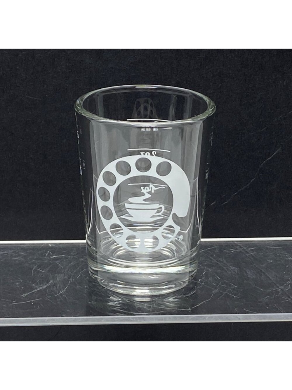 Libbey Espresso Shot Glass With Measurement Markings Wake Up Call Logo 3 oz